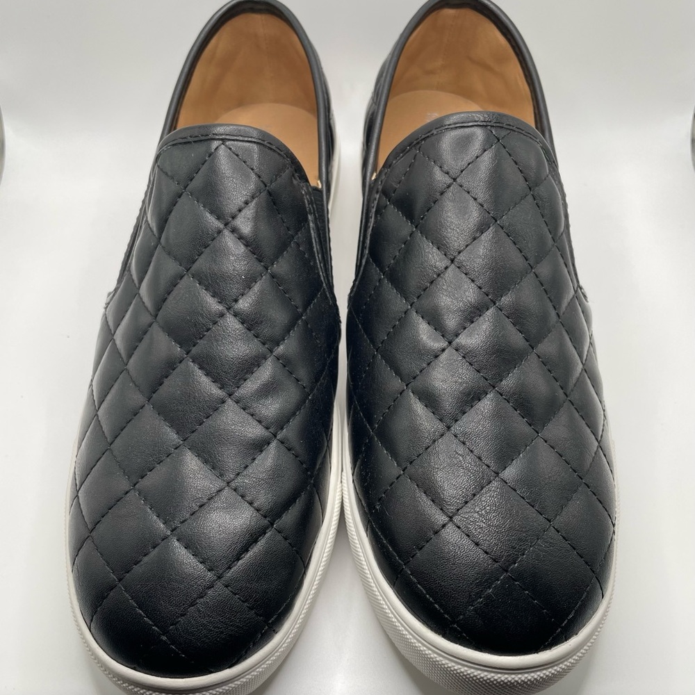 Quilted Black Slip-On Loafer style Faux leather Excellent condition Size 11